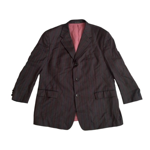 Luca Bertoni Men's Striped Blue with Red Stripes Sports Coats Jacket Blazer - Picture 2 of 6